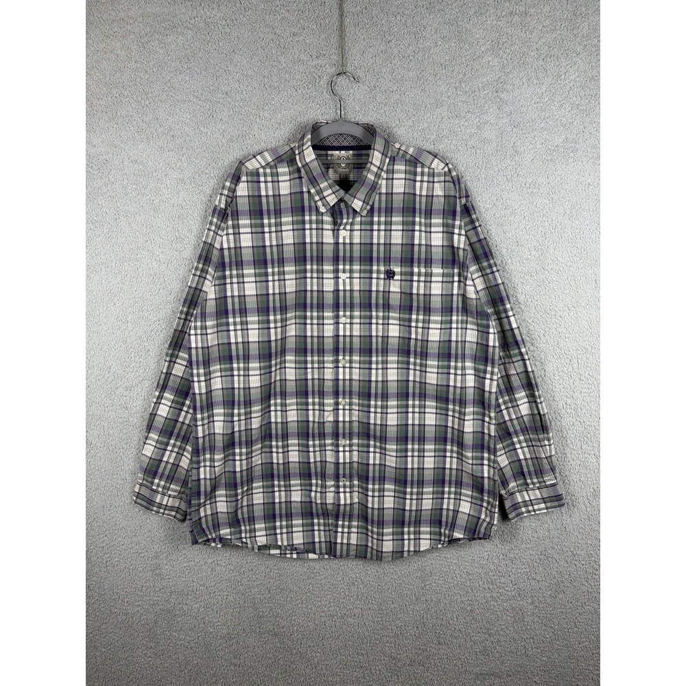 CINCH Western Shirt Mens L 100% Cotton Button Up Long Sleeve Green Purple Plaid